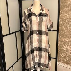 Plaid Button-Up Midi Dress